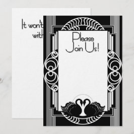Invitación Cisnes negros y blancos parisinos Art Deco
