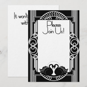 Invitación Cisnes negros y blancos parisinos Art Deco