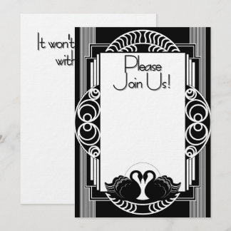 Invitación Cisnes negros y blancos parisinos Art Deco