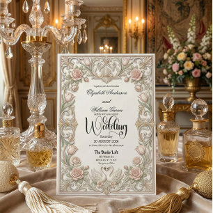 Invitación Cisnes victorianos vintage corazón jardín cuento d