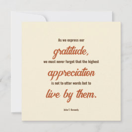 Invitación Cita de Acción de Gracias de John F. Kennedy Dinne