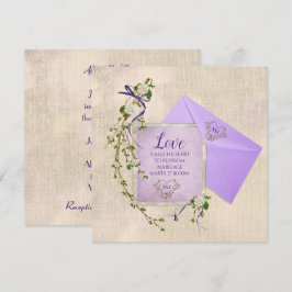 Invitación Cita de amor boda con rama floral