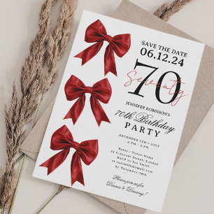Invitación Cita de Cumpleaños 70 Años Arco de Coqueta Rojo