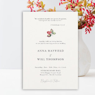 Invitación Cita de la Biblia Mínimo Invierno Berries Elegante
