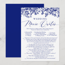 Invitación Cita De Película De Boda Floral Azul De Marina