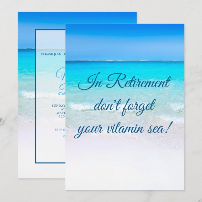 Invitación Cita de retiro mar playa y arena (Anverso / Reverso)