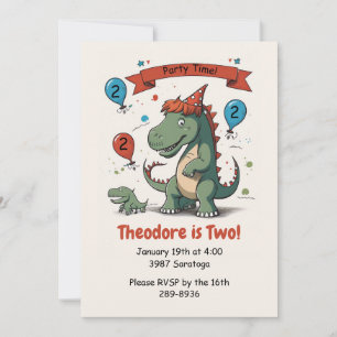 Invitación Cita Dinasour y su fiesta de cumpleaños de bebé
