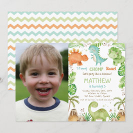 Invitación Cita Dinosaurios verde niño cumpleaños foto