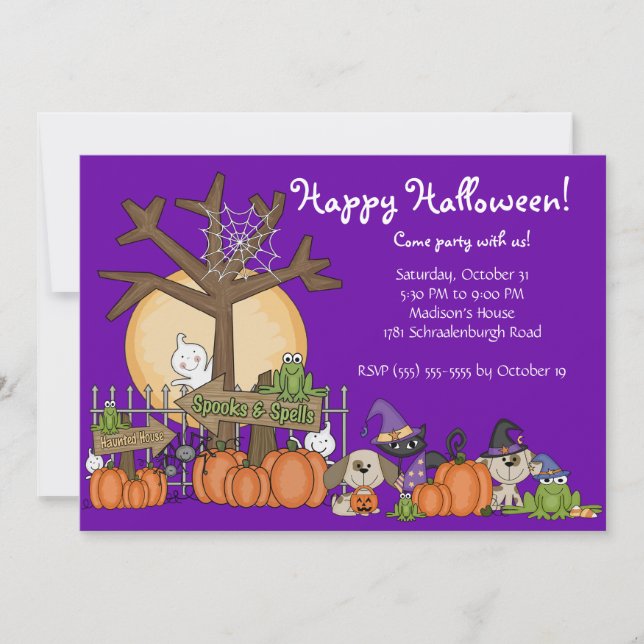 Invitación Cita feliz fiesta de Halloween para niños (Anverso)