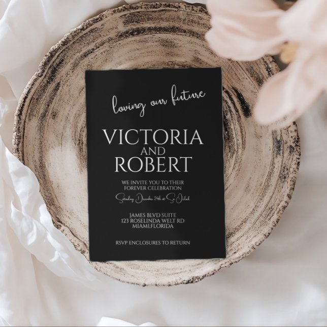 Invitación Cita Negra de Boda de Escritura Moderna (Subido por el creador)