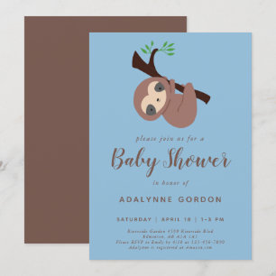 Invitación Cita Slote Baby Shower Boy Blue Brown Kawaii