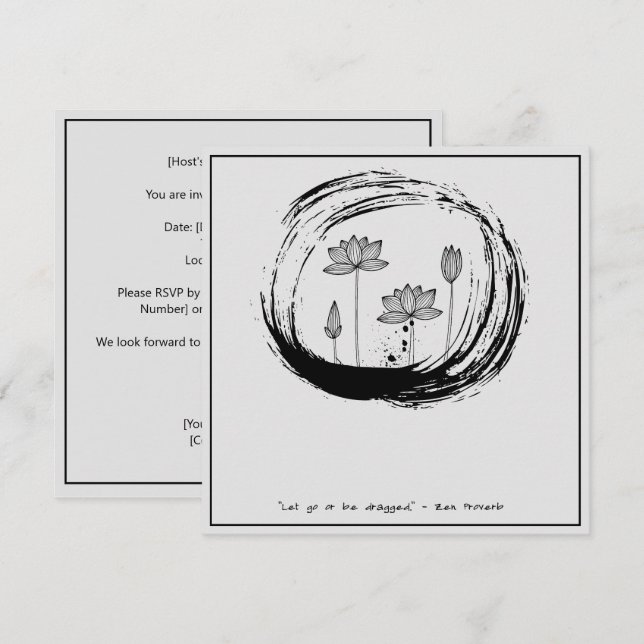 Invitación Cita Zen: Sabiduría y meditación (Anverso / Reverso)