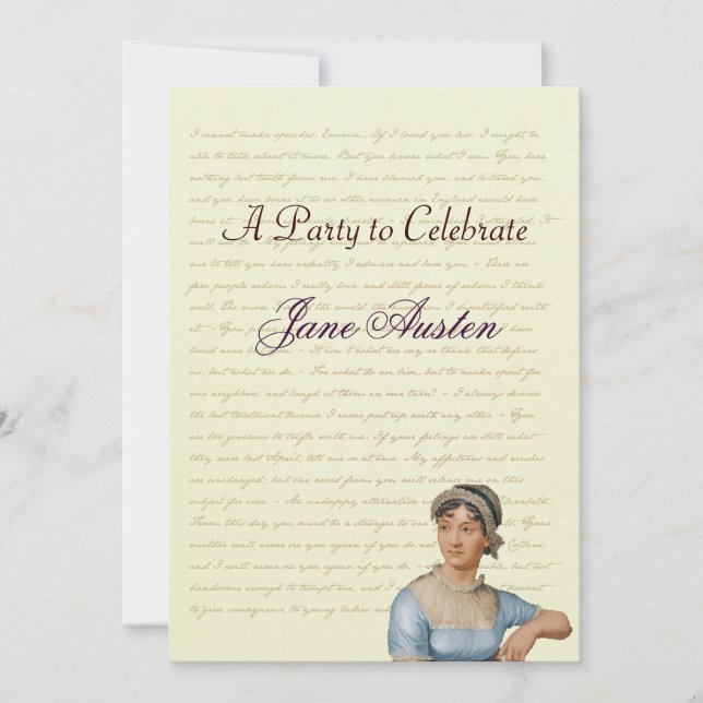 Invitación Citas de la celebración de cumpleaños de Jane Aust (Anverso)