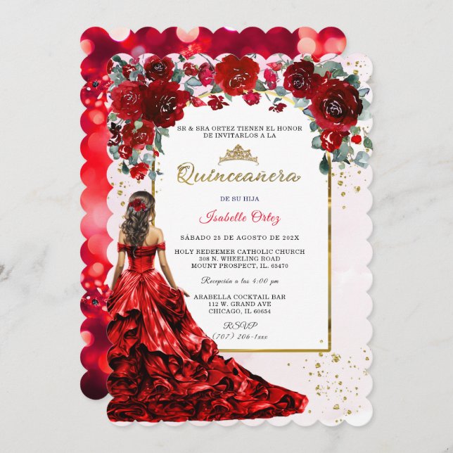 Invitación Citas de Quinceanera en español (Anverso / Reverso)