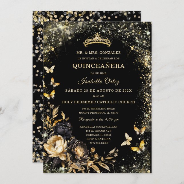 Invitación Citas de Quinceanera en español (Anverso / Reverso)