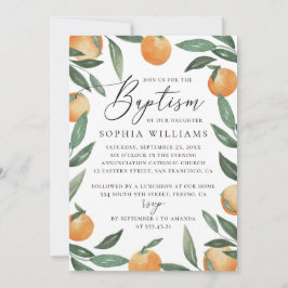 Invitación Cítricos acuarela floral escritura de jardín bauti