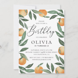 Invitación Cítricos acuarelas niños de jardín floral cumpleañ