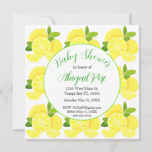 Invitación Cítricos amarillos tropicales BabyShower