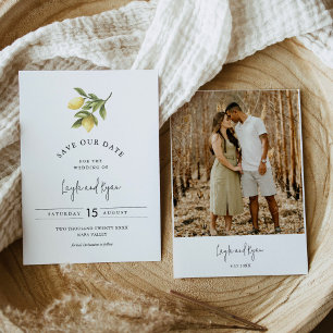 Invitación CITRON Lemon Save the Date Photo Card
