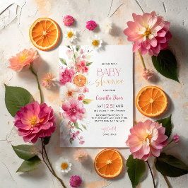 Invitación Citrus Baby Shower, floral brillante limón