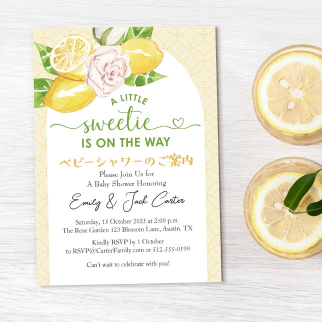 Invitación Citrus Baby Shower Lemon Amarillo Floral Moderno (Subido por el creador)