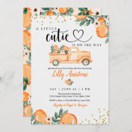 Invitación Citrus Baby Shower Naranja Botánico Little Cutie