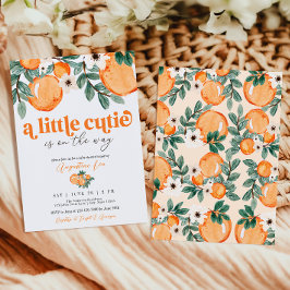 Invitación Citrus Baby Shower Naranja Botánico Little Cutie