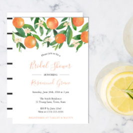 Invitación Citrus Black Modern Calligraphy Shower