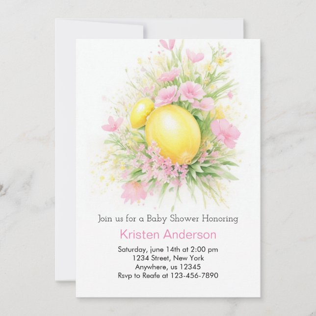 Invitación Citrus Blossom Meadow Chica Baby Shower (Anverso)