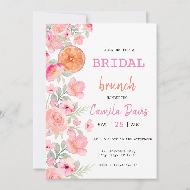 Invitación  Citrus Bridal Brunch (Anverso)