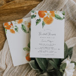 Invitación Citrus Bridal Shower<br><div class="desc">Se trata de una invitación a la ducha nupcial con temática cítrica, con hermosos naranjas acuáticos y un elegante emparejamiento de fuentes. Editar la redacción ALL y la mayoría de los colores. El color de los naranjas de acuarela no es editable // Para los elementos coincidentes, por favor visite la...</div>