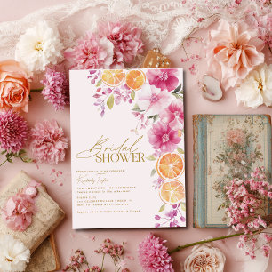 Invitación Citrus Bridal Shower Floral brillante Mediterráneo