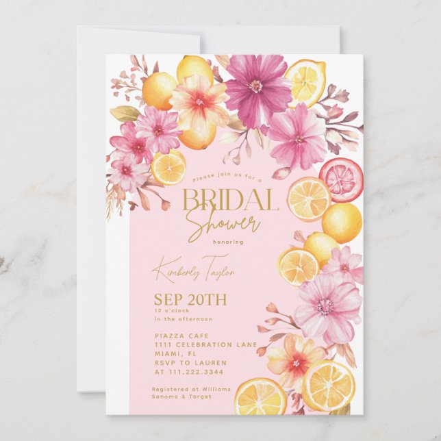Invitación Citrus Bright Floral Mediterranean Bridal Shower (Anverso)