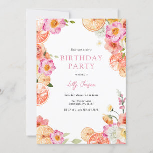 Invitación Citrus brillante y flores de flores de flores de f