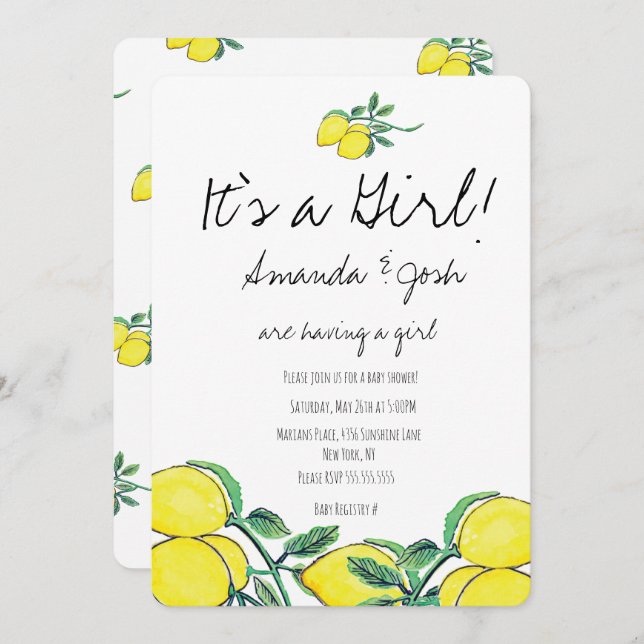 Invitación Citrus Bunch Baby Shower (Anverso / Reverso)