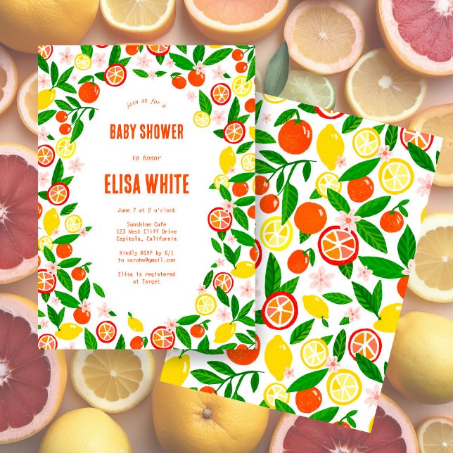 Invitación Citrus Celebration PERSONALIZADO Bold Summer BABY  (Citrus Celebration CUSTOM Bold Summer BABY SHOWER Invitation
)