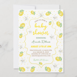 Invitación Citrus Cute Lemon Floral Baby Shower