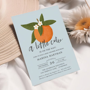Invitación Citrus cutie florece Baby Shower Blue