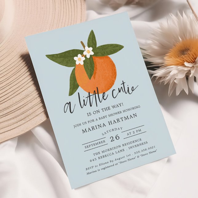 Invitación Citrus cutie florece Baby Shower Blue (Subido por el creador)