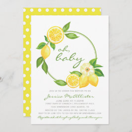 Invitación Citrus de guirnalda amarillo limón Polkadot Baby S