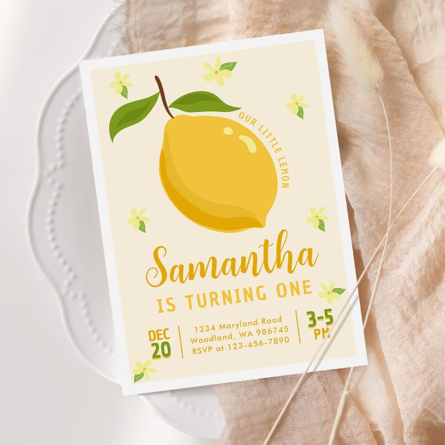 Invitación Citrus de limón lindo 1 cumpleaños (Subido por el creador)