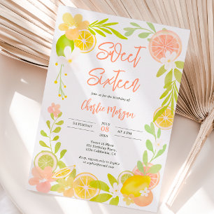 Invitación Citrus de verano dulce de acuarela floral dulce 16