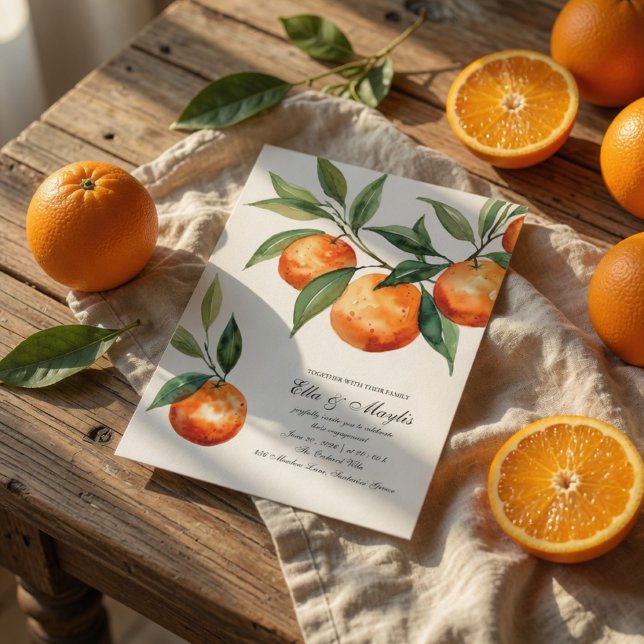 Invitación Citrus Engagement | Mediterranean Orange (Subido por el creador)