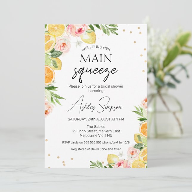 Invitación Citrus floral encontró principal depredación de la (Anverso de pie)