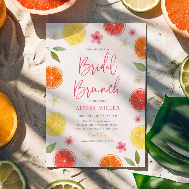 Invitación Citrus Floral Lemon Naranja Bridal Shower Brunch (Subido por el creador)