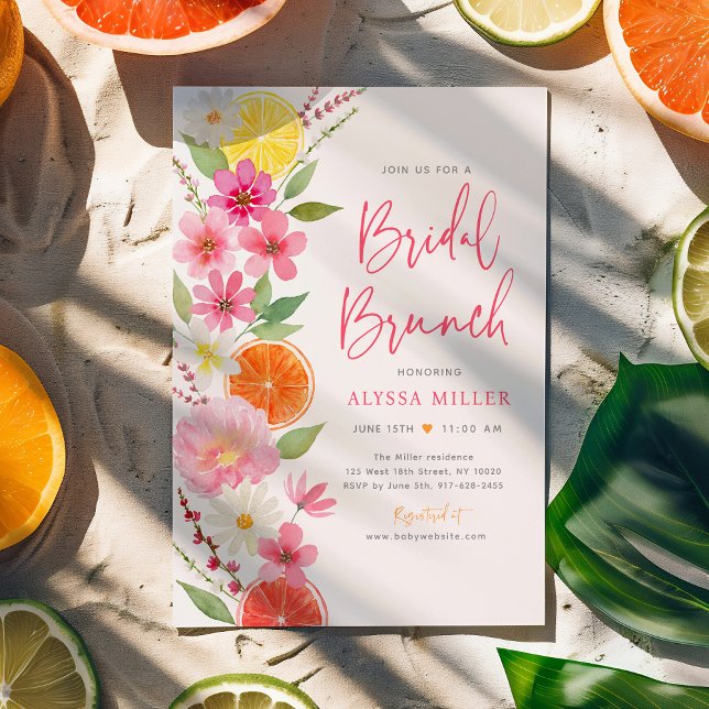 Invitación Citrus Floral Lemon Naranja Bridal Shower Brunch (Subido por el creador)