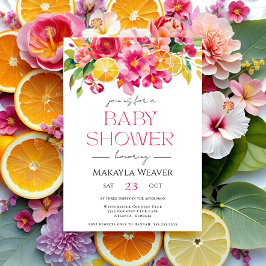 Invitación Citrus Floral Naranja rosa cutie Lemon Baby Shower