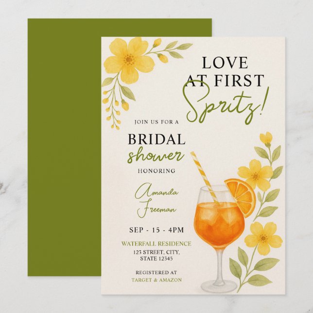 Invitación Citrus Floral Spritz Bridal Shower (Anverso / Reverso)