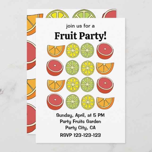 Invitación Citrus Fruit Fiesta (Anverso / Reverso)
