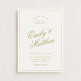 Invitación Citrus Green Modern Script Wedding Invitation